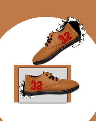 Kenamin Stylish Casual Shoes for Men and kids Casuals For Men(Tan, Red , 10)