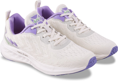 CAMPUS CAMP GABBIE Women's Sports Shoes | Comfy Insole & Durable Rubber Sole | Lace-Up Running Shoes For Women(Off White, Purple , 6)