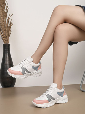 Cococart Lightweight Comfort Summer Trendy Walking Outdoor Stylish Premium Sneakers For Women(White , 4)