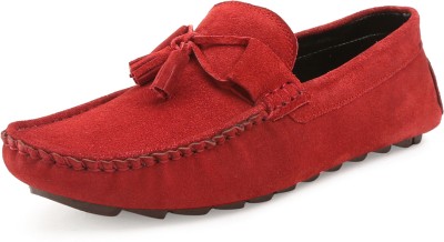 LOUIS STITCH Mens Red Stylish Suede Leather Casual Loafers (ITSUTAFR) UK 9 Loafers For Men(Red , 9)