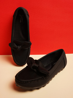 jm looks Loafers For Women(Black , 8)