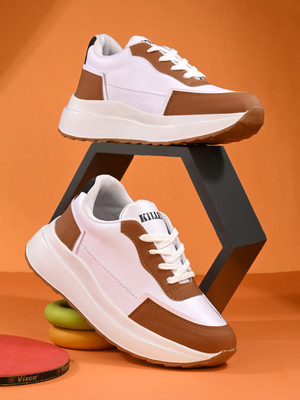 KILLER Sneakers For Women(Tan, White , 5)