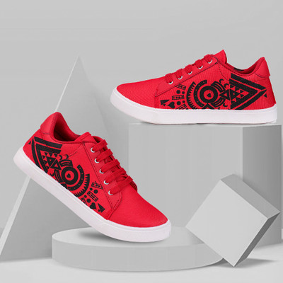 BERSACHE Casual Sneaker shoe for Men|Cushioned Insole, Slip-Resistance Casuals For Men Sneakers For Men(Red , 7)