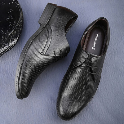 PROVOGUE Formal Leather Shoes |Professional |Derby Shoes |Office Shoes |Executive shoes Lace Up For Men(Black , 8)