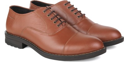 XHUGOY XHUGOY 2611 Tan (red Colour) Oxford Premium Leather Police Shoes for Men Lace Up For Men(Tan)