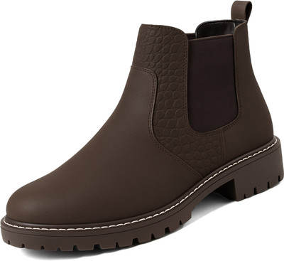 Kraasa ZYRON Chelsea Luxury Solid Outdoor, Casual Office Wear Cushioned Footbed Boots For Men(Brown , 8)