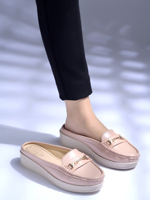 SHOETOPIA Upper Buckle Detailed |Casual, College & Daily Wear | Flexible Loafers For Girls Loafers For Women(Pink , 6)