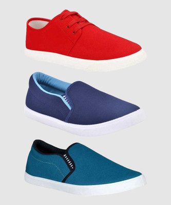 BRUTON Combo Pack of 3 Casual Sneakers With Sneakers For Men(Red, Blue , 9)