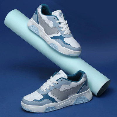 Field Care CUBE Fashion Comfort Casual Trendy Mid-Top Padded Insole Chunky Outsole Sneakers For Men(White, Grey, Multicolor , 9)