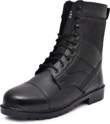 Para Commando Para Long D.M.S PU Sole Light Weight Boots For Men, Lace Up For Men(Black , 7)