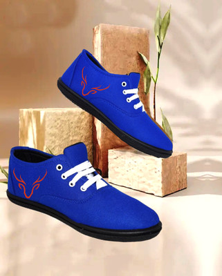 Kenamin Stylish Casual Shoes for Men and kids Casuals For Men(Blue, Orange , 4)