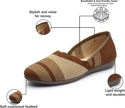 CARRITO Latest Collection, Comfortable & Fashionable Flats Bellies Women & Girl Bellies For Women(Brown)