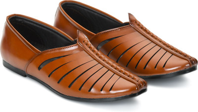 STEPFOX Ethnic Party Wear Mojari Shoes for Wedding & Festive Occasions Slip On For Men(Tan , 6)