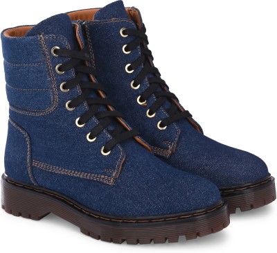 Delize Ankle Derby Boots For Women(Blue)