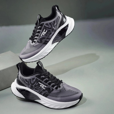 RED CHIEF QuickPace Stylish Lace-Up Running Shoes Running Shoes For Men(Black, Grey , 8)