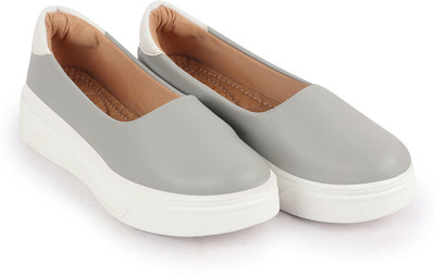 FAUSTO Outdoor Fashion Comfort Height Enhance Platform Heel Ballerina Slip On Shoes Bellies For Women(Grey , 3)
