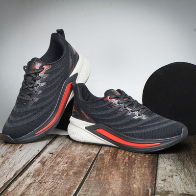 asian Powerplay-25 Men's Running Shoes | Sports Sneakers Lightweight & Stylish Running Shoes For Men(Black, Red , 8)