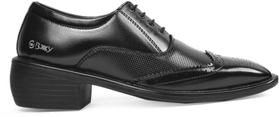 BXXY Heel Height Increasing Formal Brogues Lace-up Shoe For Men Lace Up For Men(Black , 9)