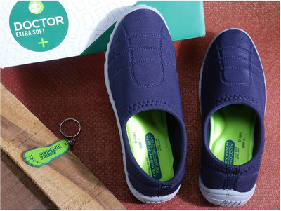 DOCTOR EXTRA SOFT Memory Foam for Walking Running Gym Training Sports Slip On Sneakers For Women(Navy , 6)