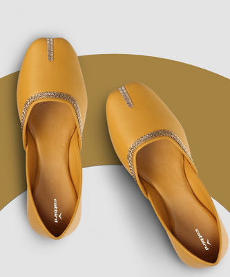 CATBIRD Punjabi Traditional Jutis Ethnic Nagra Mojari Jutis For Women(Yellow , 4)