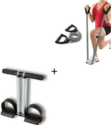Etahmart Combo Of Double Spring Tummy Trimmer and Double Toning Tube Gym & Fitness Kit Ab Exerciser(Black)