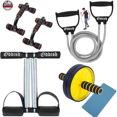 HOUSE OF COMMON 12 inch Tummy Trimmer, Pushup bar, Toning tube and Abdominal wheel Ab Exerciser(Multicolor)