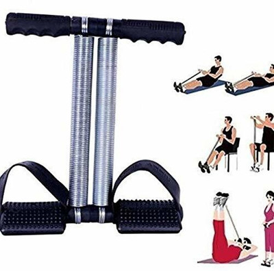 TRENTECH Sit Up Pull Rope Spring Tension Foot Pedal Abdomen Leg Exerciser Tummy Trimmer Ab Exerciser(Black, Silver)