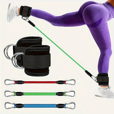 Shopeleven Ankle Straps With Resistance Bands For Women And Men Fitness Training Resistance Tube(Multicolor)