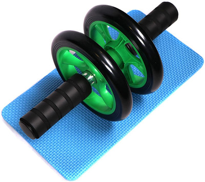 Dinetic Anti Skid Double Wheel Total Body AB Roller Exerciser with Knee Mat Steel Handle Ab Exerciser(Multicolor)