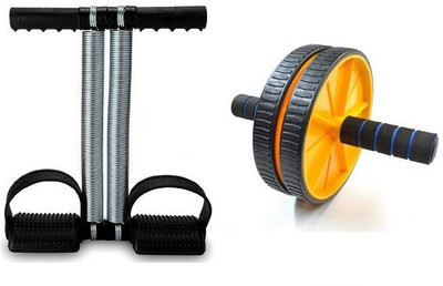 Adrenex by Flipkart Combo Of Tummy Trimmer And Ab Roller Ab Exerciser(Black, Yellow)