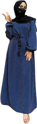 MM COLLECTION Georgette Self Design Burqa With Hijab(Blue)