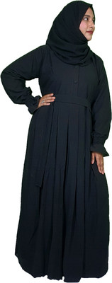 Future capital Silk Blend Self Design Burqa With Hijab(Black)