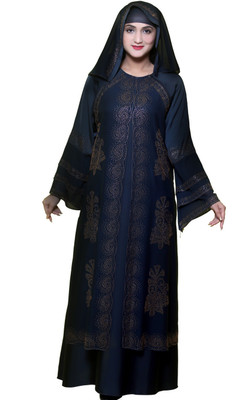 Bb10_Shopsy Cotton Blend Printed Burqa With Hijab(Blue)
