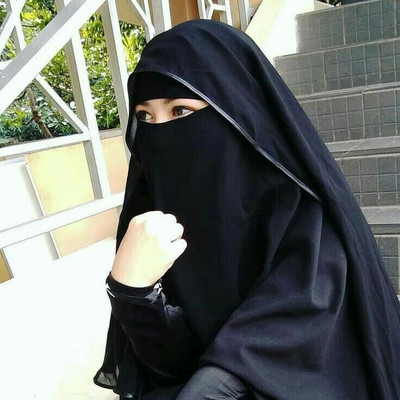 Women's Imported Georgette Beautiful Pipping Work Arabian Nose Piece Polyester Abaya With Hijab(Black)