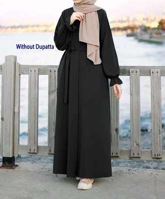 Black Colour Abaya ( Without Dupatta ) Fabric Crush B05 Black Polyester Solid Abaya(Black)
