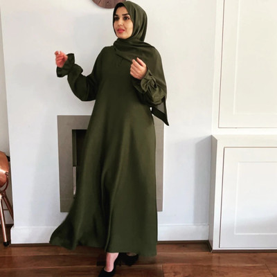 ZUZUU Nida Matte Self Design, Solid Burqa With Hijab(Green)
