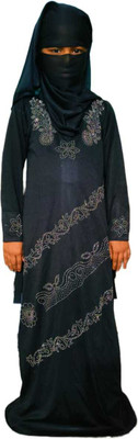 afifa Polyester Printed, Self Design Abaya(Black)