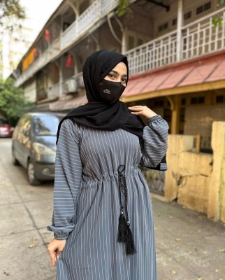 SHIFA Cotton Blend Solid Burqa With Hijab(Grey)