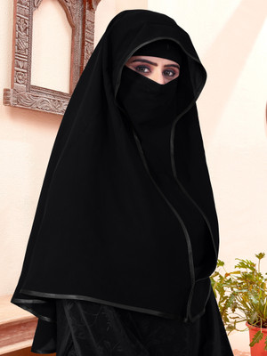 AMBAJI FASHION Chiffon Solid Abaya(Black)