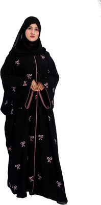 AL-AZWAZ Polyester Self Design Burqa With Hijab(Black)