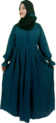 Future capital Silk Blend Self Design Burqa With Hijab(Green)
