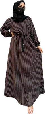 MM COLLECTION Georgette Self Design Burqa With Hijab(Brown)