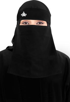 aadesh enterpries Chiffon Solid Naqab(Black)