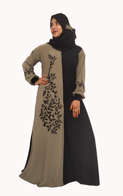 Future capital Silk Blend Self Design Abaya With Hijab(Black)