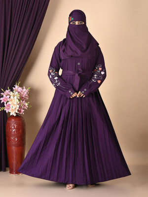ES Safwan Dresses Cotton Blend Solid Burqa With Hijab(Purple)