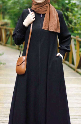 MiracleAbaya Polyester Solid Burqa With Hijab(Black)