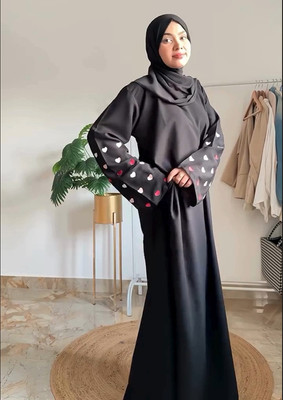Shama Collection Cotton Blend Solid Burqa(Black)