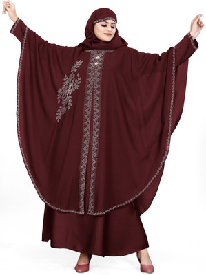 AMBAJI FASHION Polyester Abaya With Hijab(Maroon)
