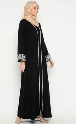 Shama Collection Cotton Blend Solid Burqa(Black)
