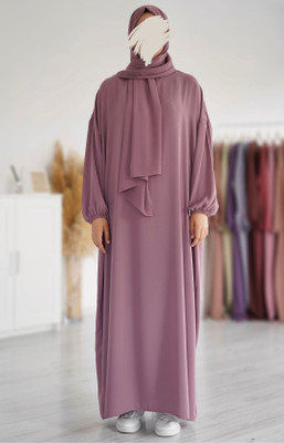 ZUZUU Cotton Blend Self Design, Solid Burqa With Hijab(Pink)